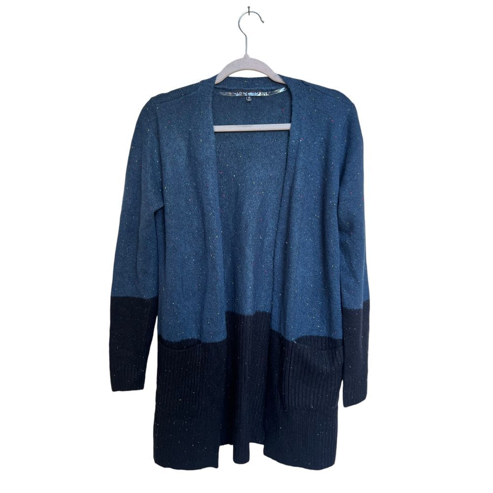 Love Ellie Open Front‎ Knit Cardigan Dip Dye Blue & Black Speckled Size XS